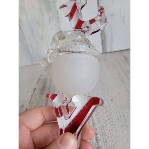 Snowman Joy candy cane striped face ornament Xmas decor - Picture 9 of 11